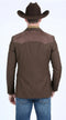 Men’s Dark Brown Western Blazer with Suede Yoke – Cowboy Sport Coat with Western Shoulder Details