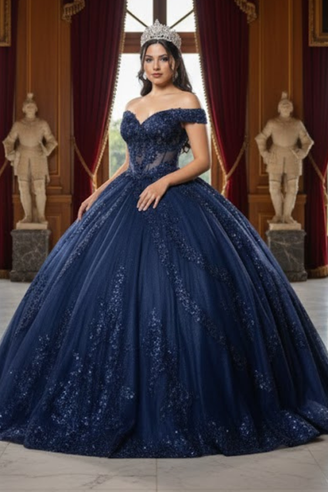 Off the Shoulder Quinceañera Ball Gown with Sequins 3D Floral Lace Sweet 16 Dress by Layla K LK285