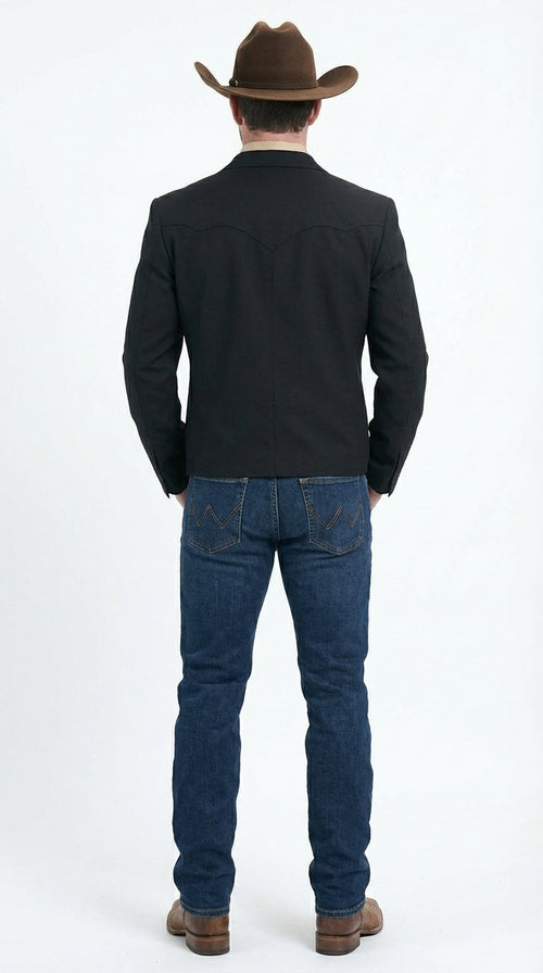 Mens Black Western Blazer Set – Cowboy Style Formal Jacket and Pants Outfit Country Western Suit