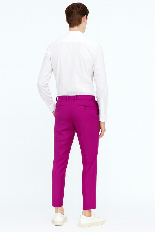 Men’s Fuchsia Dress Pants – Slim Fit Stylish Formal Trousers for Parties in Hot Pink Color