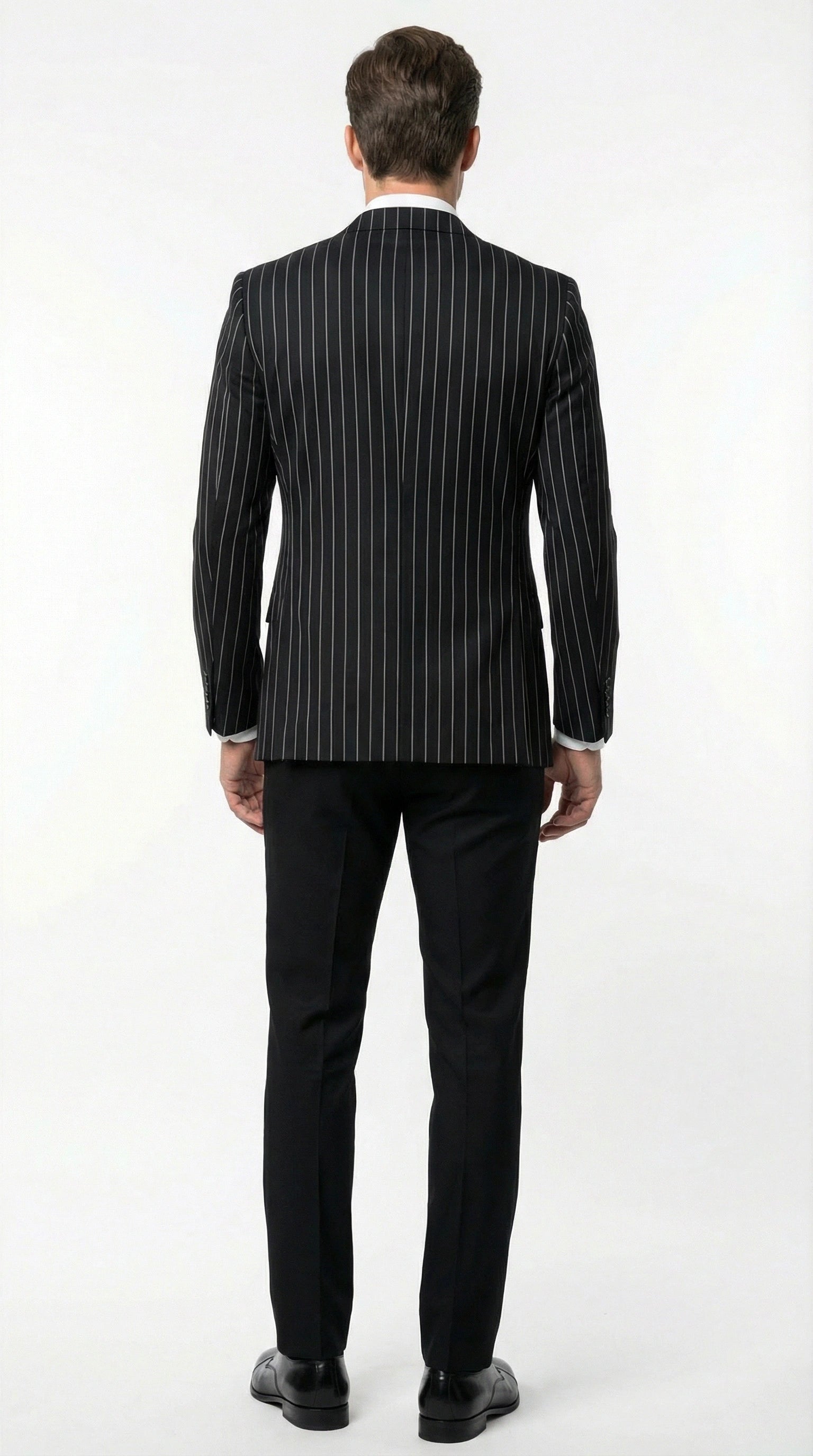 Men’s Black Pinstripe Blazer – Classic Tailored Formal Jacket for Business, Office and Evening Wear