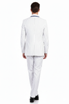 Men’s White and Royal Blue Pinstripe 3-Piece Suit – Classic Fit Blazer with Vest, Pants, and Tie