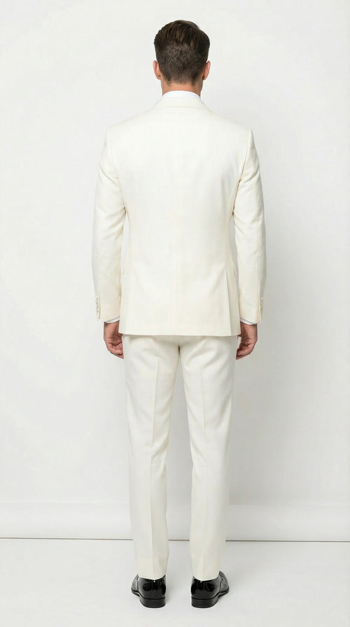 Men’s ivory Cream Double Breasted Suit – Classic Formal Tuxedo Style Suit for Weddings off White Color