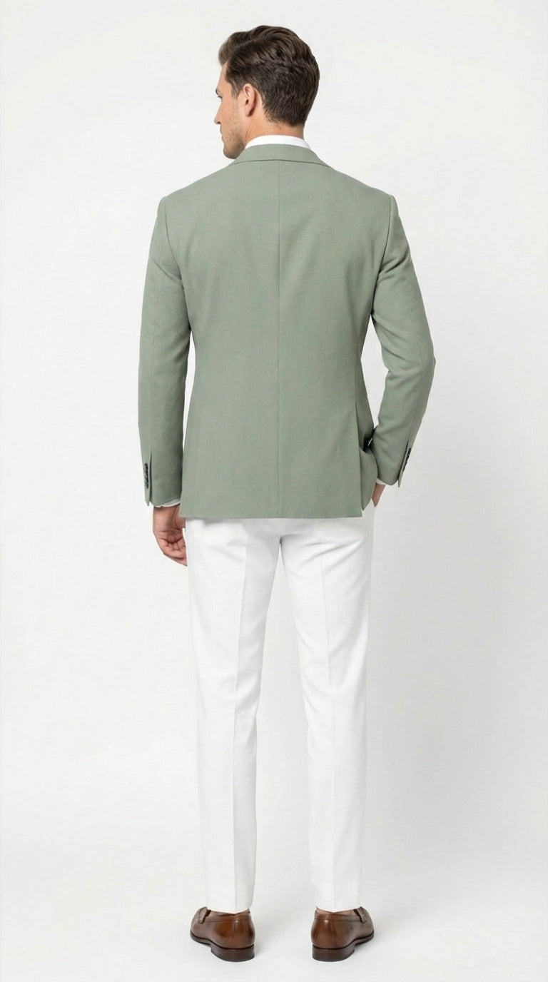Men’s Sage Green Blazer – Two Button Notch Lapel Formal Jacket for Wedding, Summer and Party Wear in Light Green Sport Jacket