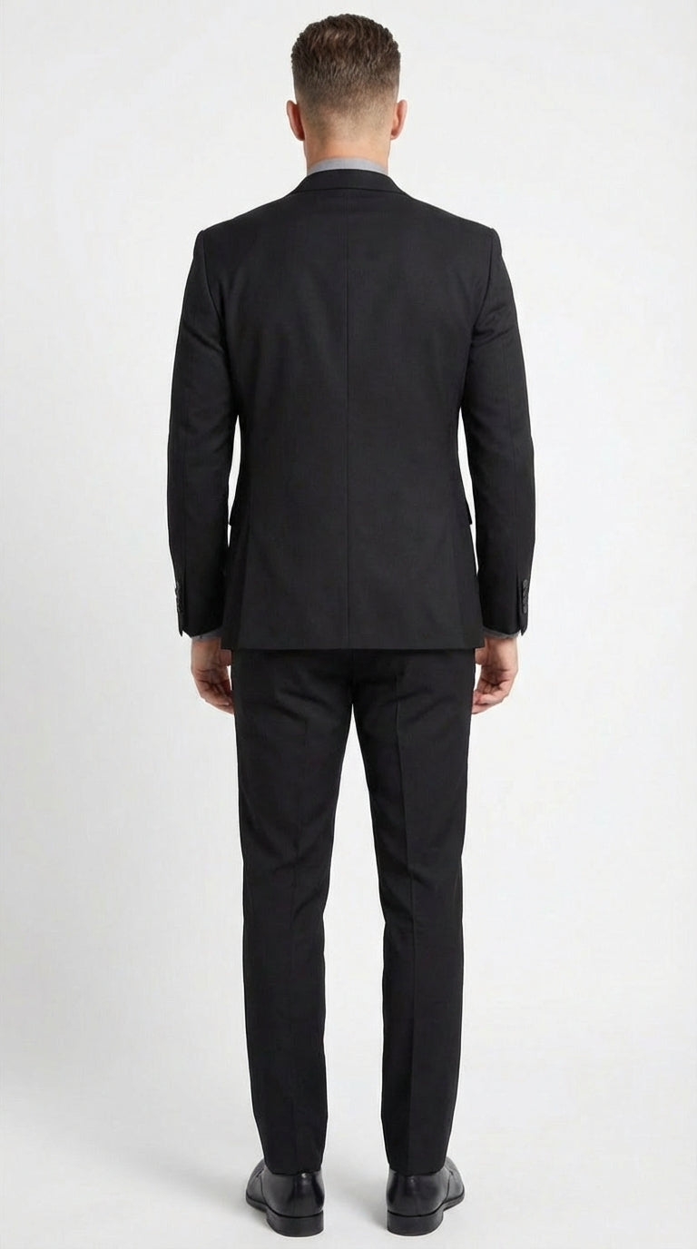 Men’s Black And White Lapel 3 Piece Tuxedo Suit with Silver Gray Satin Lapel | Formal Wedding Prom Suit Set