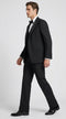 Men’s Black Boot Cut 3-Piece Tuxedo Suit – Peak Lapel Wedding, Prom and Formal Suit 1970s Style