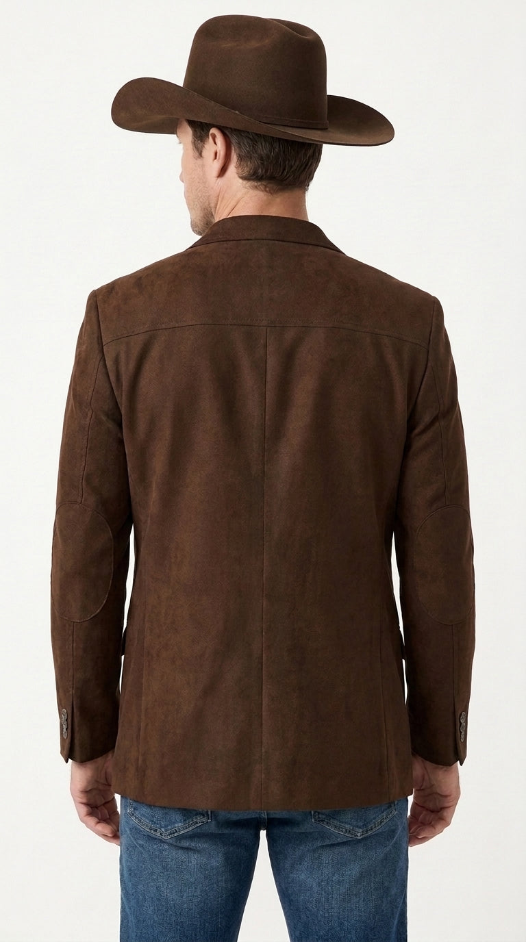 Men’s Brown Suede Western Blazer – Cowboy Sport Coat Jacket for Weddings & Country Wear