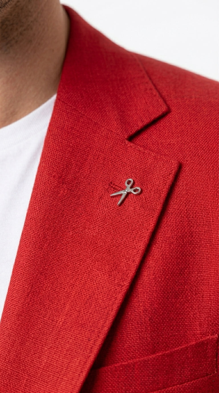 Men’s Red Linen Blazer, Lightweight Business Casual Wedding Sport Coat Jacket