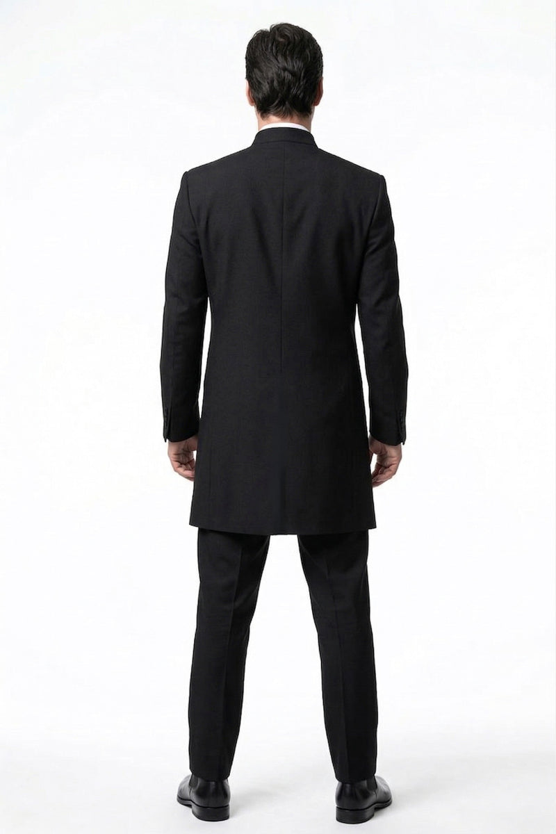 Men's Black Coat Matrix Keanu Reeves Inspired Long Coat – Classic Mandarin Collar Formal Overcoat, Stylish Winter Trench Coat, Neo Style Jacket