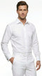 Men’s White Groomsmen Dress Shirt with Spread Collar, Long Sleeve Wedding Formal Shirt