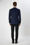 Men's navy double-breasted blazer. Tailored fit, peak lapels, and structured silhouette. Features a smooth navy fabric, button details, and single back vent.
