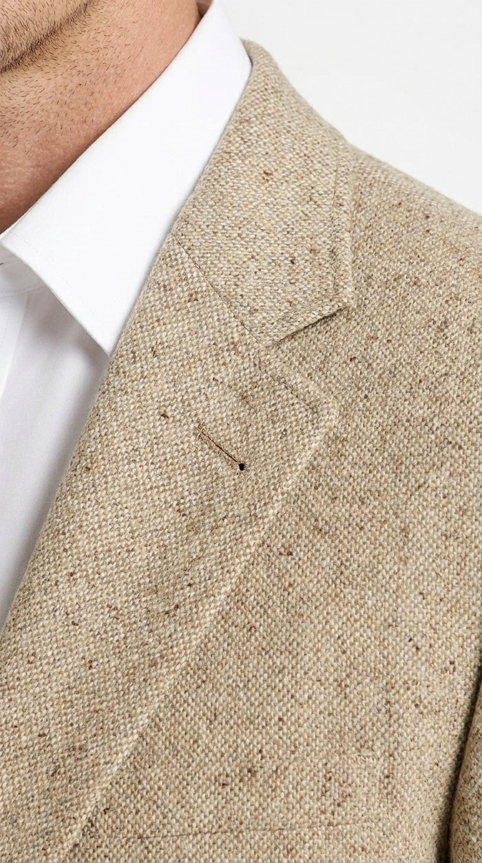 Men’s Light Tan Sand Tweed Cowboy Blazer – Country Style Western Jacket for Casual, Ranch, Saco Para Vaquero
