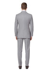 Mens Light Grey Double-Breasted Suit – Classic Slim Fit Business and Wedding Formal Attire