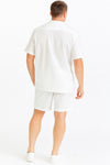 Mens White Seersucker Short Set – Lightweight Summer Outfit with Shirt and Shorts
