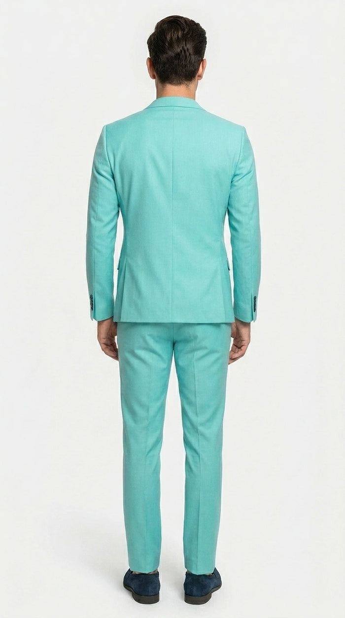 Men’s Turquoise 2 Piece Suit with Jacket and Pants, Formal Wedding Suit for Prom, Parties, Summer Events, and Special Occasions