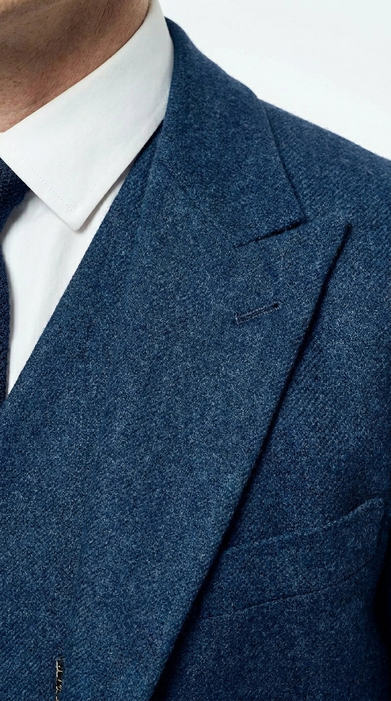 Men’s Blue 3 Piece Suit, Thomas Shelby Inspired Vintage Formal Suit Herringbone Tweed 1920s fabric