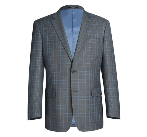 293-5 Men's Two Piece Classic Fit Windowpane Check Dress Suit