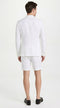 Men’s White Summer Suit with Shorts, 2 Piece Linen Style Wedding Beach Short Suit Set double breasted style
