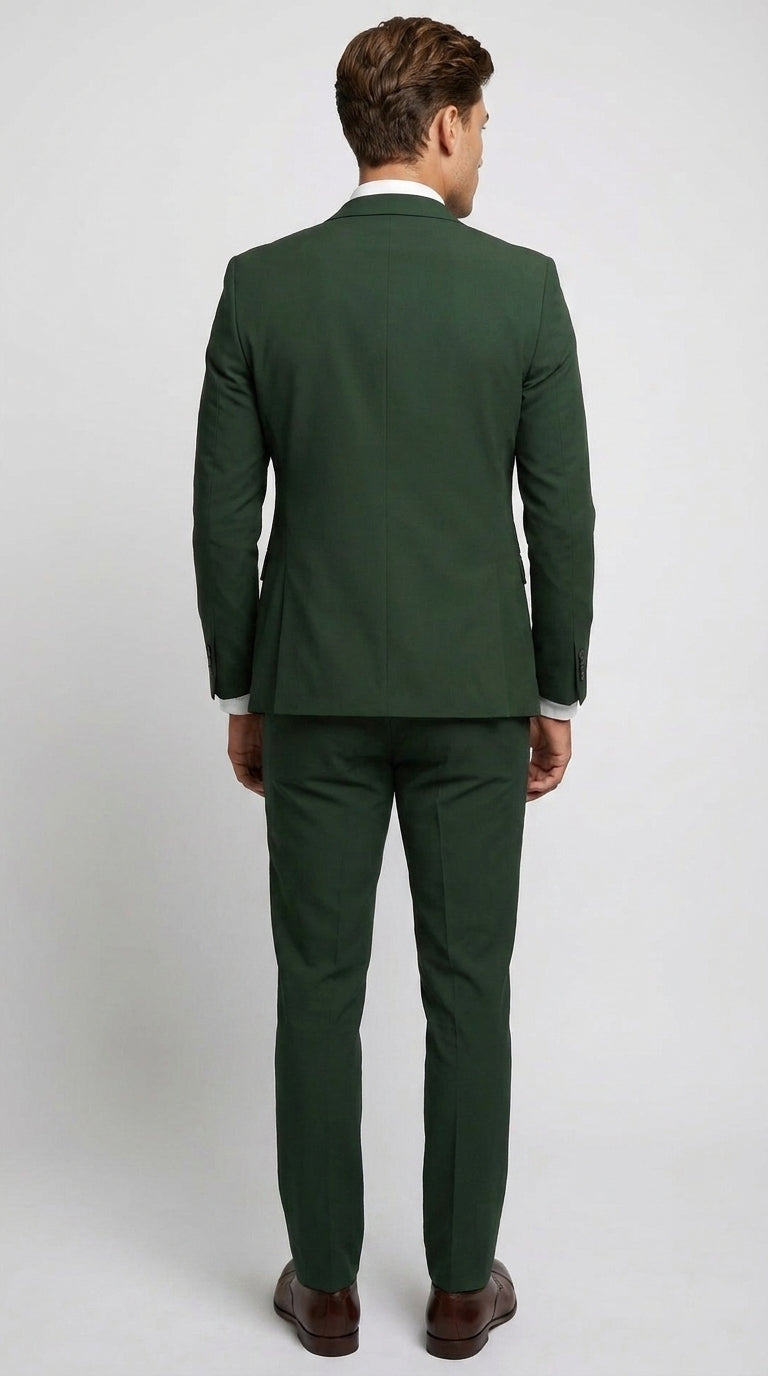 Men’s Forest Green 3 Piece Wedding Suit, Formal Groom Groomsmen Dress Suit Set