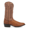 Dan Post Tempe boots in saddle brown. Men's full quill ostrich leather. Round toe. Tall shaft with decorative stitching.
