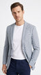 Men’s Light Blue Checkered Sport Coat – Two-Button Wedding, Business and Smart Casual Blazer