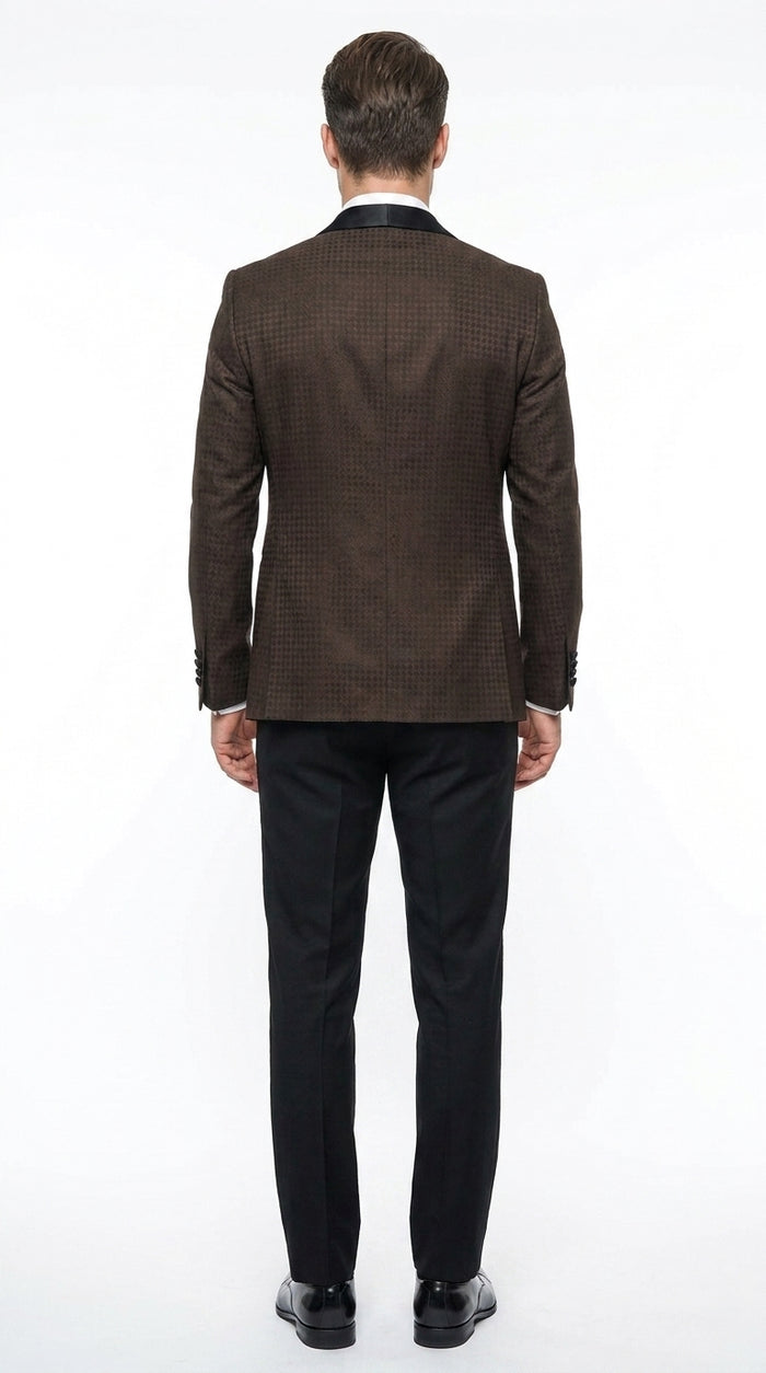 Men’s Chocolate Brown Tuxedo Suit – 3 Piece Shawl Lapel Wedding, Prom and Formal Dinner Tuxedo