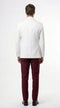 Men’s White and Burgundy 3 Piece Tuxedo Suit, Vested Formal Wedding Prom Dinner Suit Set bowtie included