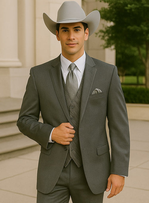 Grey cowboy tuxedo suit for men
