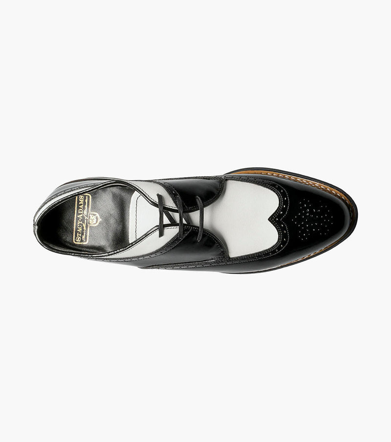 1920s Dress Shoes Shiny Black Wingtip 00375-01