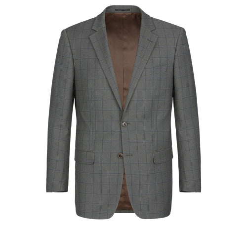 292-2 Men's Two Piece Classic Fit Windowpane Check Dress Suit
