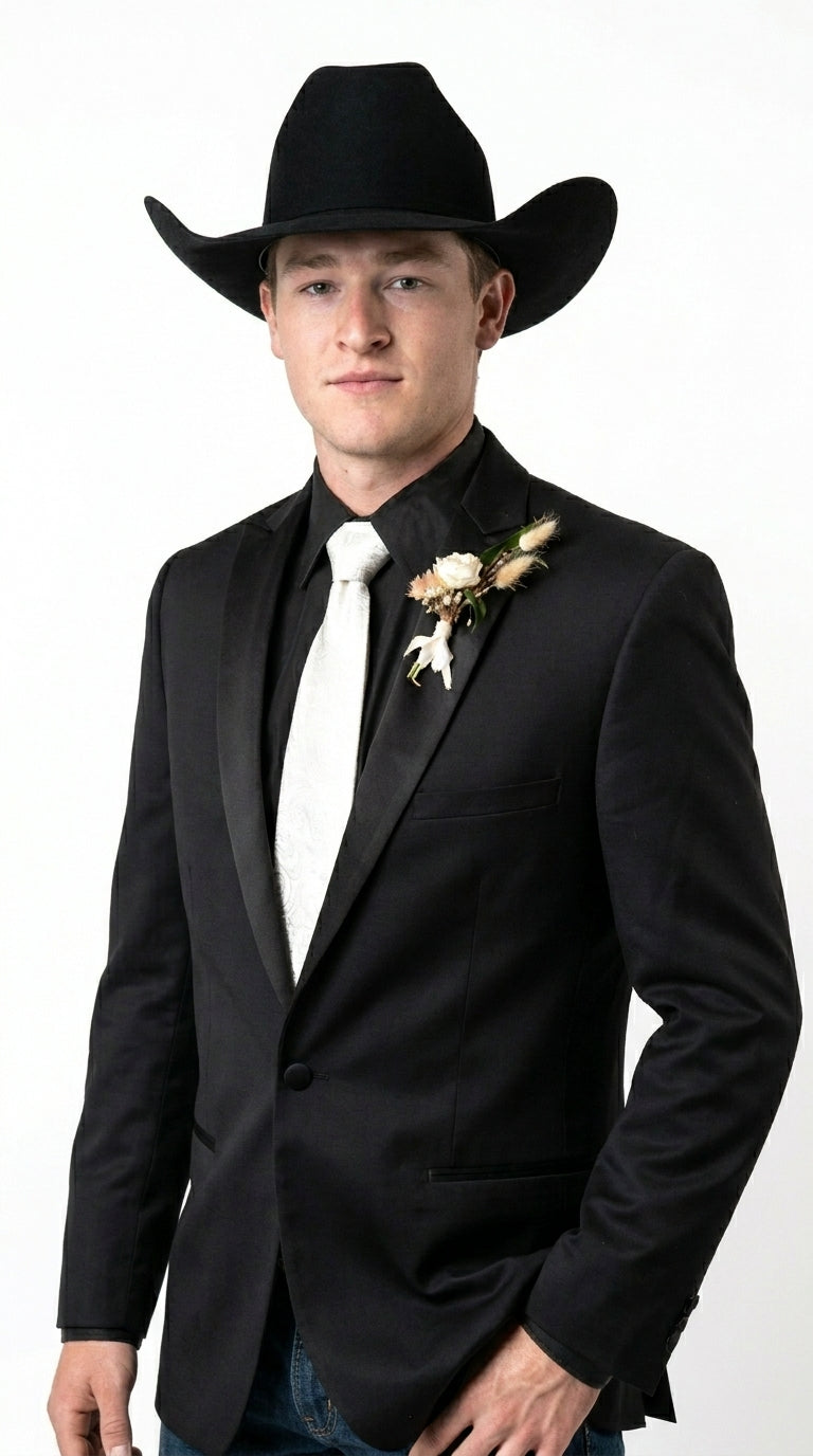 Men's Black Tuxedo Western Blazer – Cowboy Style Formal Sport Coat