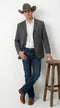 Mens Charcoal Grey Three Buttons Western Blazer – Classic Fit Cowboy Style Three Button Formal Dress Jacket