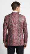 Men’s Burgundy and Black Snakeskin Print Blazer – Alligator Crocodile Sport Jacket Exotic Skin
