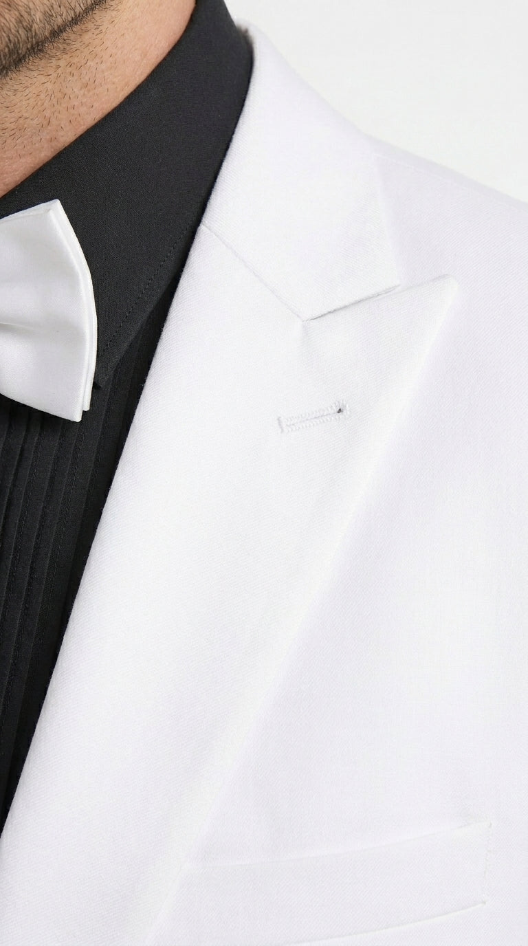 Men’s White Tuxedo Suit with Shorts – Modern Formal Blazer and Short Pants Set for Wedding, Prom Summer Fabric