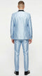 Men’s Light Blue Shiny 3 Piece Suit with Black Shawl Lapel | Formal Wedding Prom Suit - Sateen Sharskin Suit