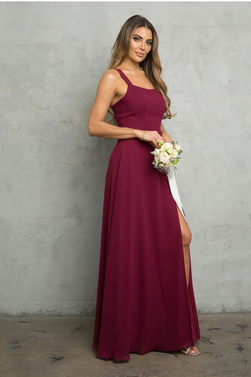 Eva USA 3485 Bridesmaids Long Slit Formal Dress