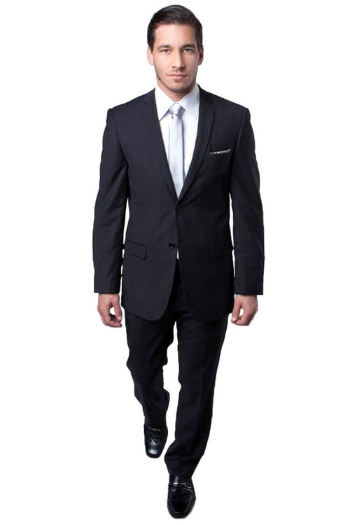 "Charcoal Grey Slim Fit Wedding Suit for Men - Basic 2 Button Style"