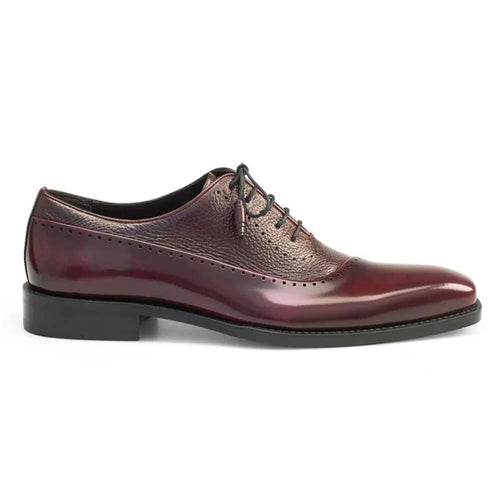 Mezlan Postdam Men’s Oxford – Burgundy Calfskin Leather Dress Shoes, Handmade in Spain