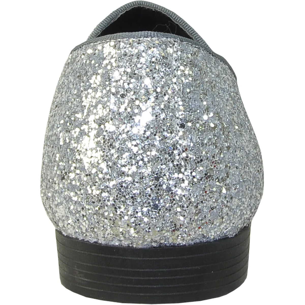 Bravo Mens Modern Glitter Sequin Prom Tuxedo Loafer in Silver Grey - Men's Dress Shoes