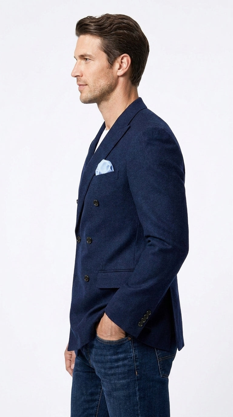 Men’s Navy Double-Breasted Blazer – Classic Fit 1920s Vintage Gatsby Style Sport Coat