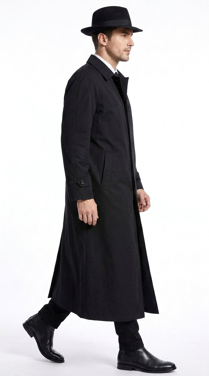 Men’s Undertaker Inspired Black Trench Coat – WWE Wrestling Style Long Full-Length Overcoat