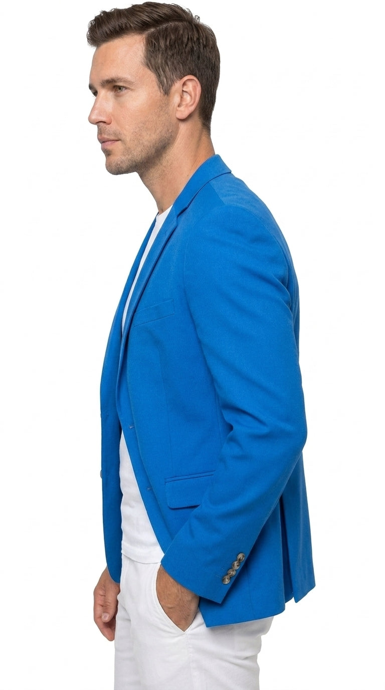 Men’s Bright Blue Club Blazer – Ted Lasso Inspired Classic Two-Button Sport Coat