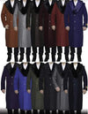 Mens Black Overcoat - 3 Button Single Breasted Fur Collar Full Length Overcoat