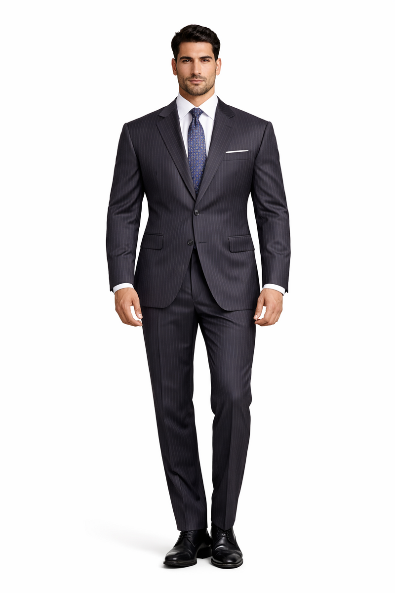 "Charcoal Grey 3-Button Classic Fit Men's Suit, 100% Wool"