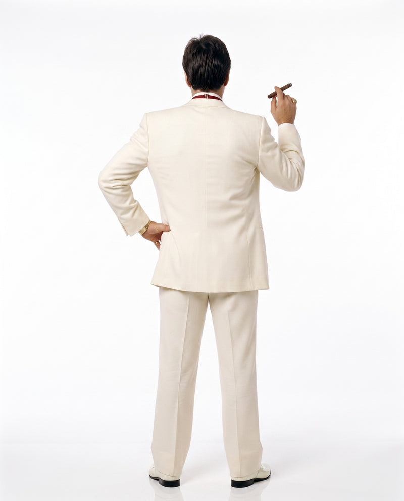 Tony Montana’s Ivory Vested Suit – Classic Ivory 3 Piece Suit for Wedding, Formal and Evening Wear
