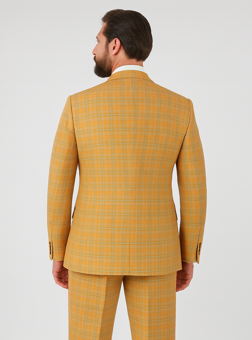 3 Piece Plaid Suit - Orange Mens Plaid Suit