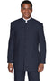 "Mandarin Pinstripe Suit - Men's 5 Button Navy Style"