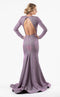 Jessica Angel JA301 Long Sleeve Fitted High Slit Cutout Glitter Jersey Dress