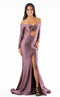 Jessica Angel JA306 Off-Shoulder Fitted Ruched Slit Prom Formal Jersey Dress