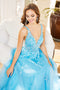 Adora Design 3090 Floral Glitter A-Line Spaghetti Strap Prom Dress